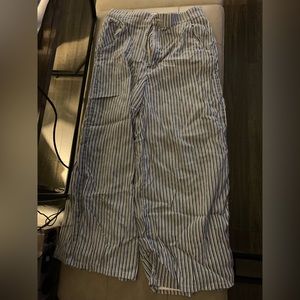 Women’s Hollister Large White & Blue Striped Ultra High Rise Wide Leg Pants